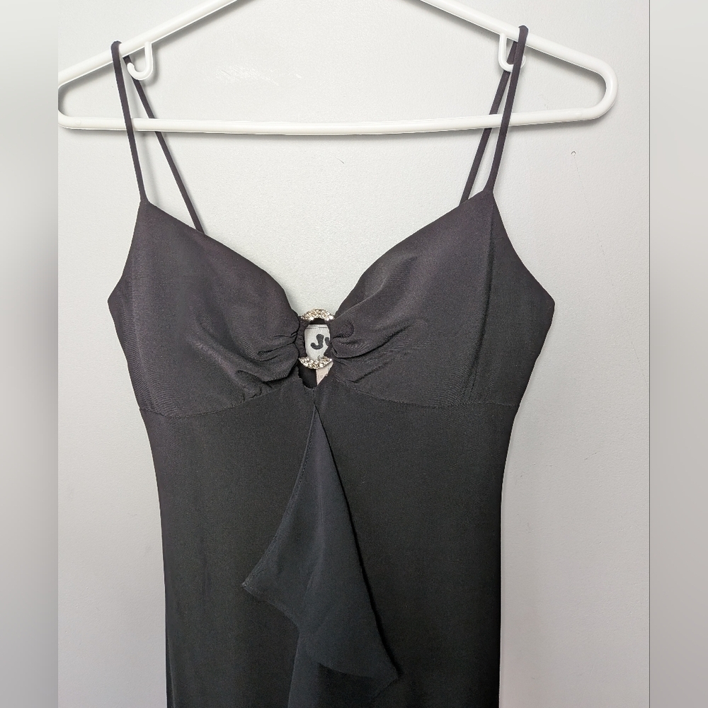 VINTAGE 90-00 JUMP Festive Maxi Women Dress Size 5-6 Black Stretch Made In USA - Picture 8 of 16